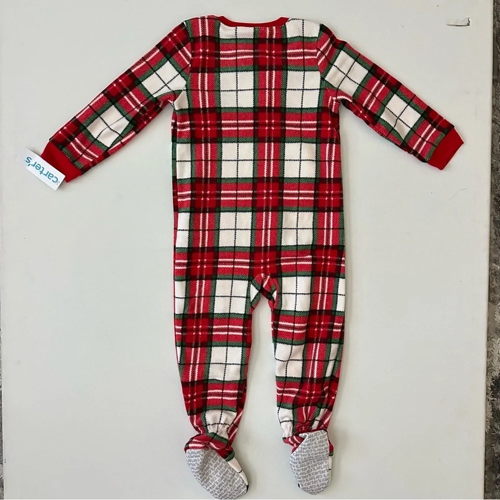 Carter's Red and White Plaid Footed One Piece Pajama Size 3T